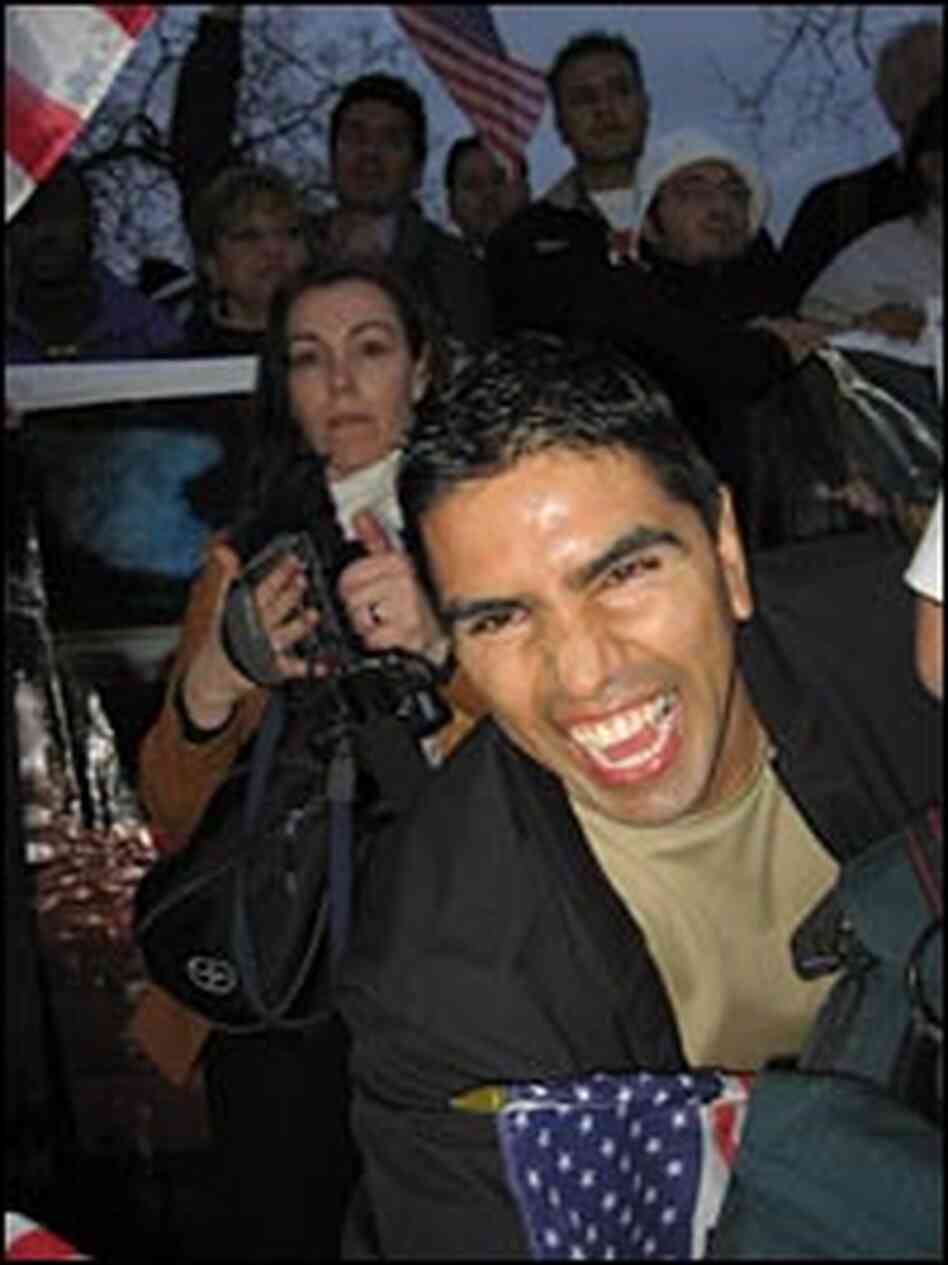 Eduardo 'Piolin' Sotelo is greeted by fans at an April 10 rally in Los Angeles. Eduardo 'Piolin' Sotelo is greeted by fans at an April 10 rally in Los Angeles.