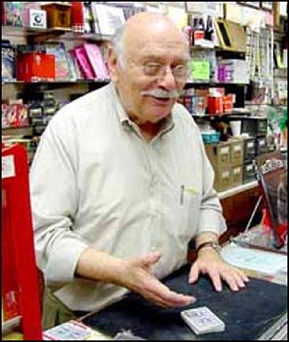 Al Cohen behind the counter in his magic shop. Al Cohen behind the counter in his magic shop.