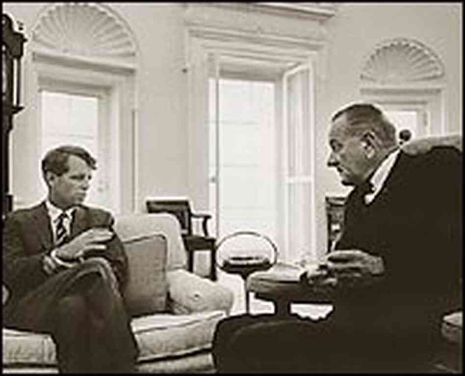 Sen. Robert F. Kennedy, left, meets with President Johnson in 1966. Sen. Robert F. Kennedy, left, meets with President Johnson in 1966.