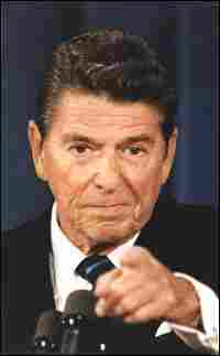 President Reagan motions to a reporter during a press conference in 1981. President Reagan motions to a reporter during a press conference in 1981.