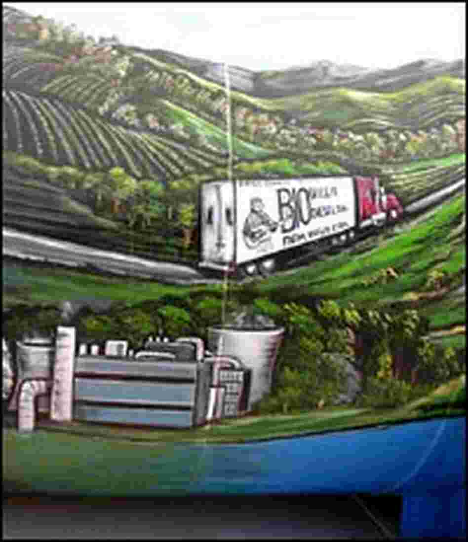 Hand-painted biodiesel fuel tanks