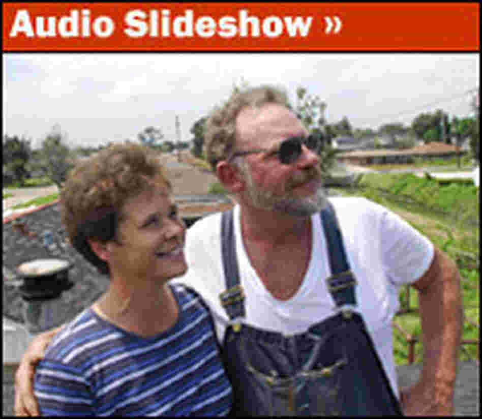 Colleen and Donald Bordelon stand on the newly repaired roof of their home in St. Bernard Parish. Colleen and Donald Bordelon stand on the newly repaired roof of their home in St. Bernard Parish.