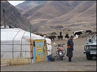 A one-room canvas home for Mongolian herding families. A one-room canvas home for Mongolian herding families.