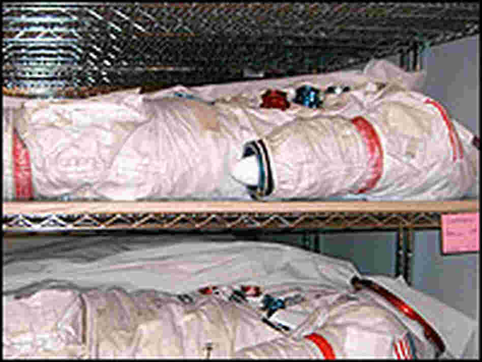 The mission commander spacesuits worn on the moon by Alan Shepard  and John Young.