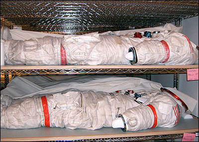 The mission commander spacesuits worn on the moon by Alan Shepard  and John Young.