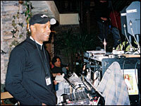 Sound mixer Dave Parker on the set of <em>Freedom Writers</em> in San Pedro, Calif.