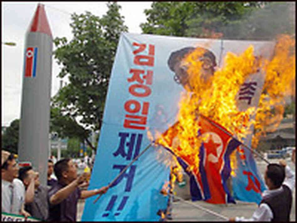 South Koreans protest the North Korean missile tests. Credit: KIM JAE-HWAN/AFP/Getty Images.