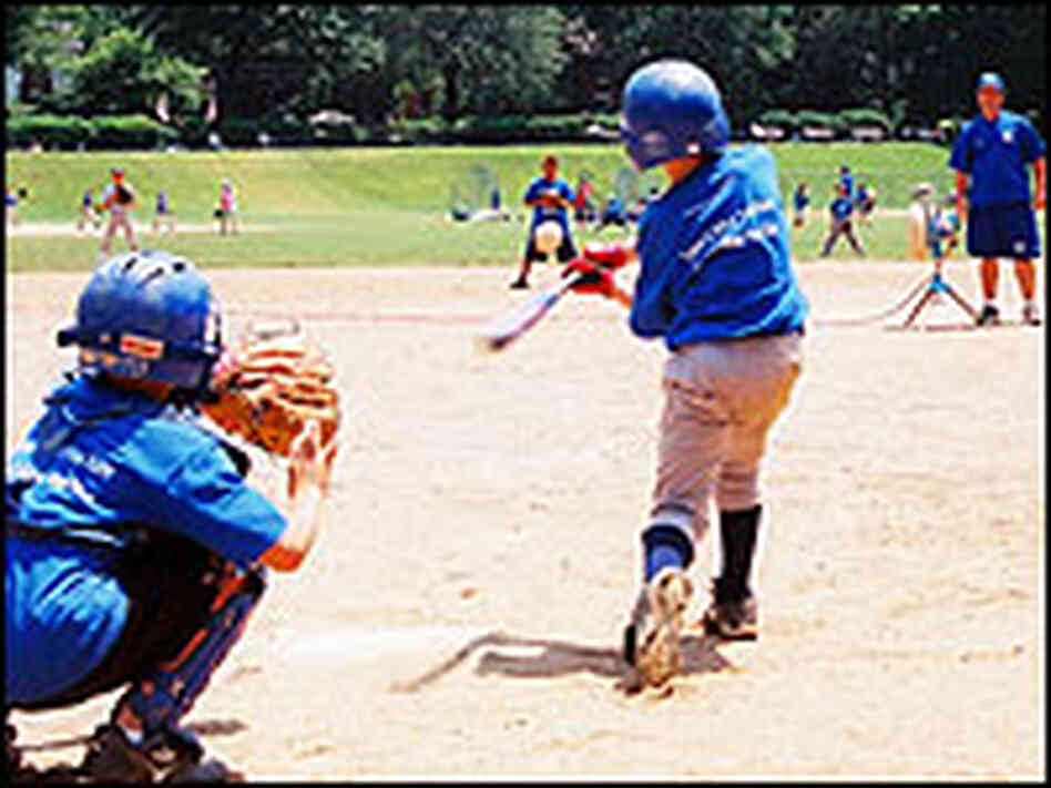 Two campers at the plate at Friendship Park. Two campers at the plate at Friendship Park.