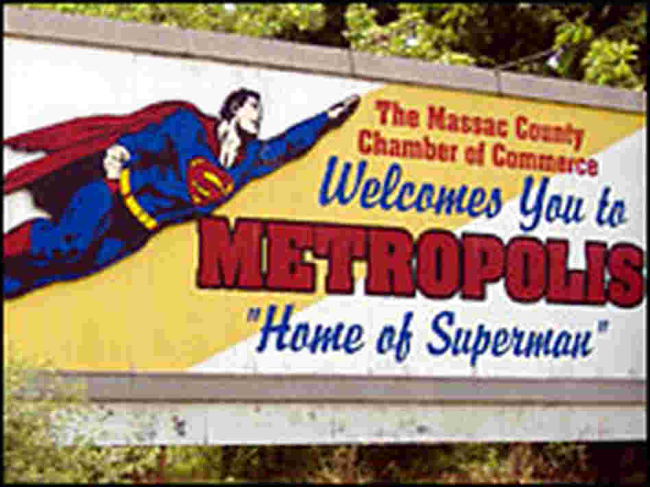Superman highway sign