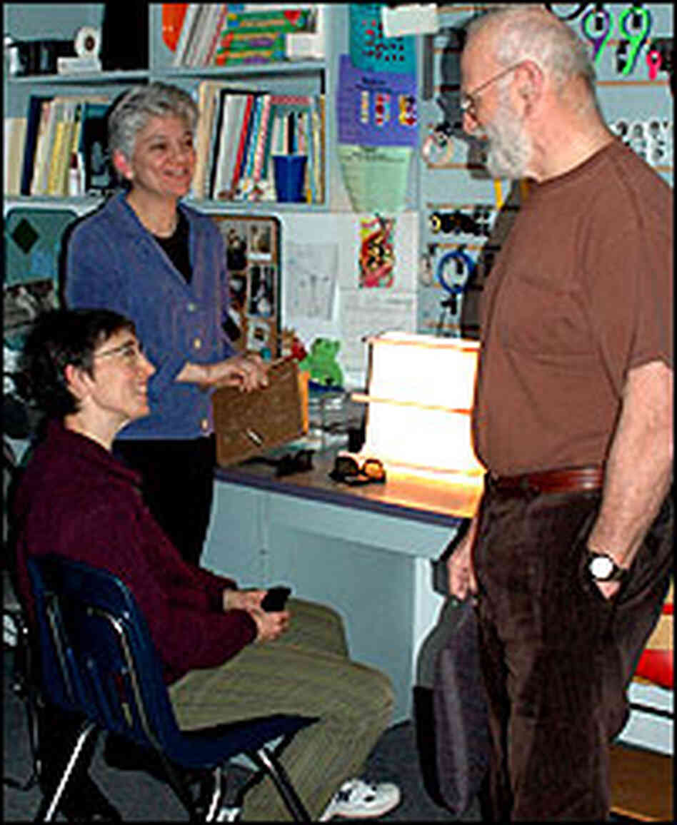 Barry, left, Dr. Theresa Ruggiero, and Dr. Oliver Sacks Barry, left, Dr. Theresa Ruggiero, and Dr. Oliver Sacks