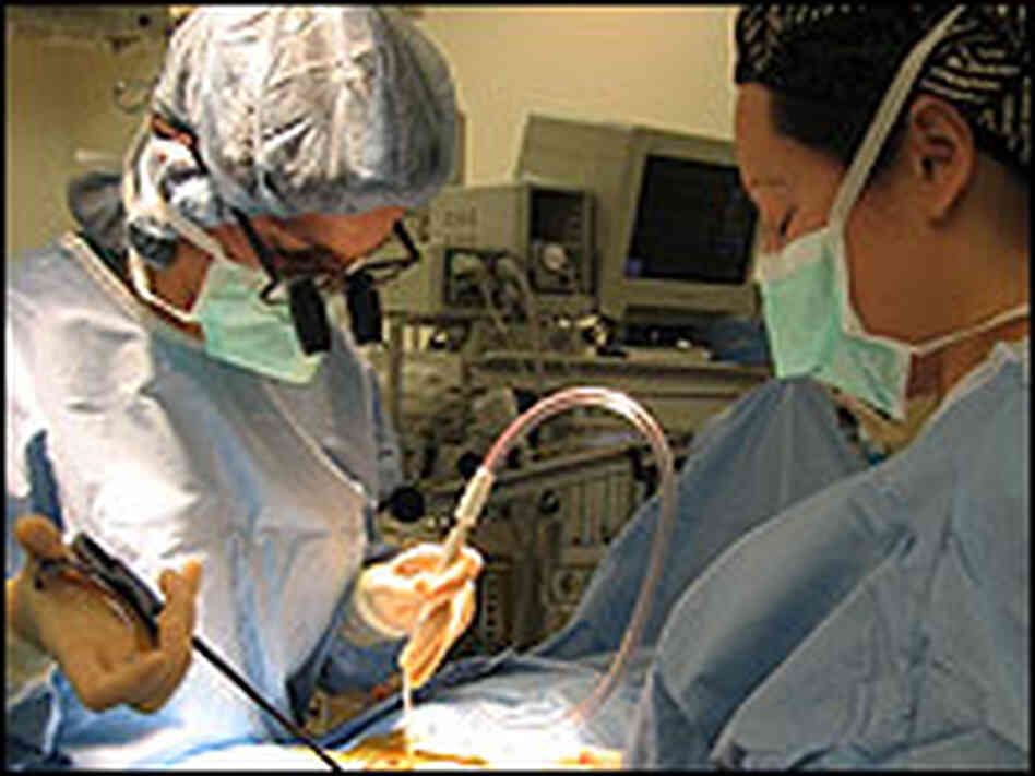 Dr. Monica Wehby performs a surgery that severs tissues at the base of the spine. Dr. Monica Wehby performs a surgery that severs tissues at the base of the spine.