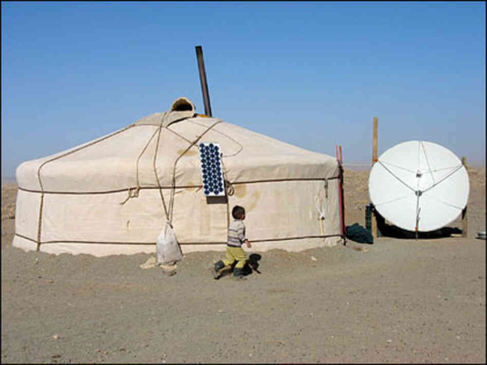 The round yurt-like home of a nomadic herder. The round yurt-like home of a nomadic herder.