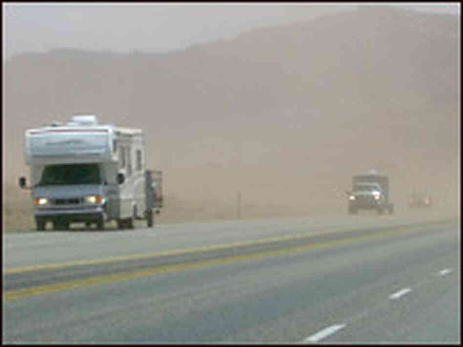 A dusty Utah road. Credit: Richard Harris, NPR.