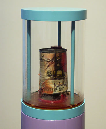 An exploded soup can