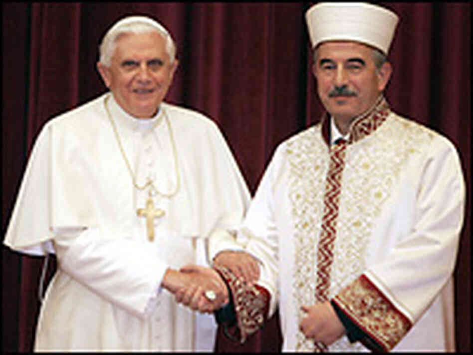 Pope Benedict meets in Ankara with Ali Bardakoglu, secular Turkey's top religious official. Pope Benedict meets in Ankara with Ali Bardakoglu, secular Turkey's top religious official.