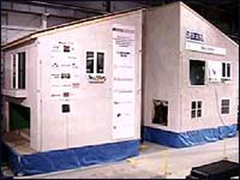 A team of engineers has built inside a lab a house that mimics the style of those in California. A team of engineers has built inside a lab a house that mimics the style of those in California.