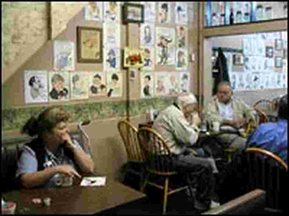 The early-morning coffee crowd at Hammond's Family Restaurant in Madison, Ind.