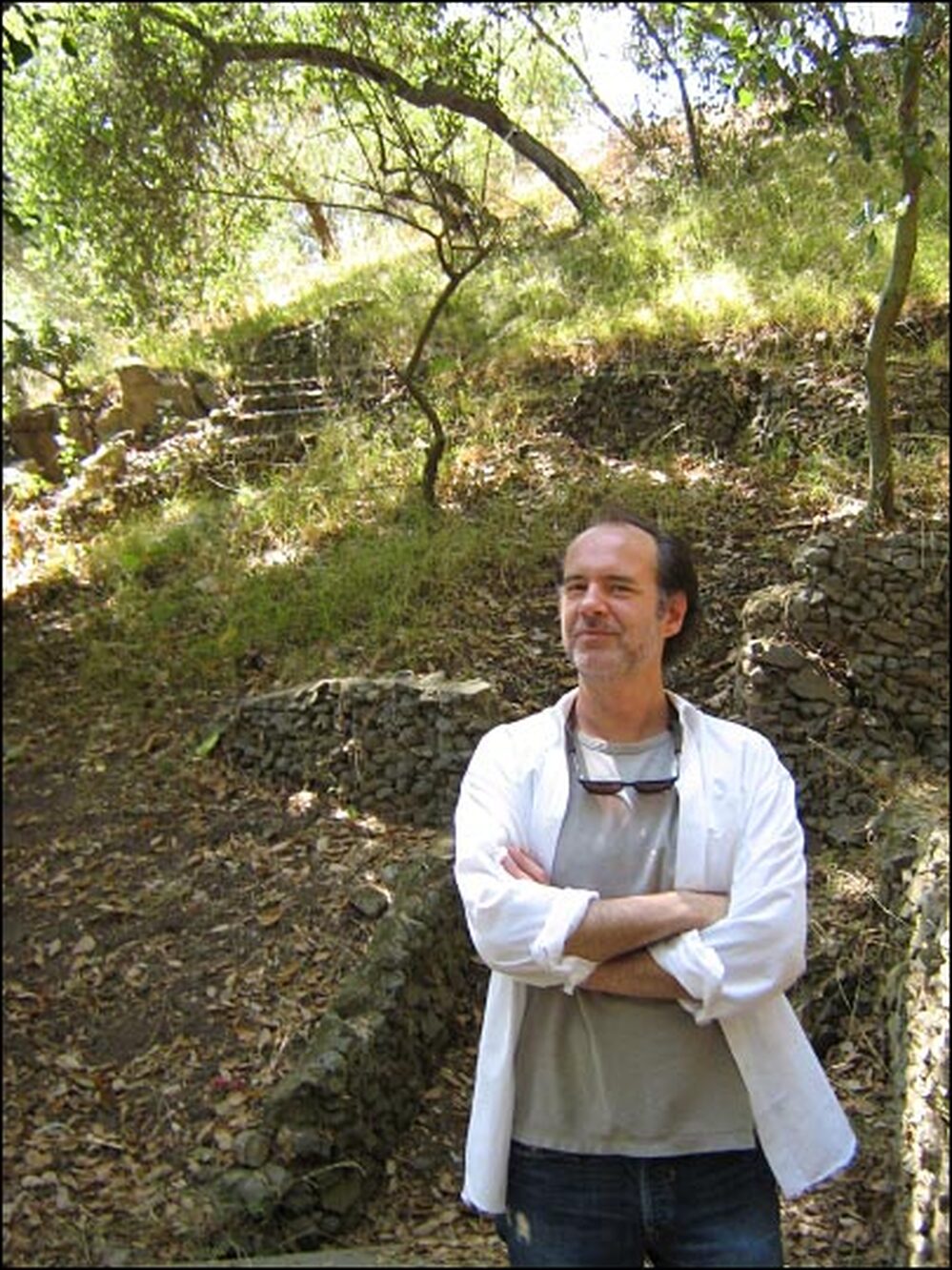 Michael Walker at the Laurel Canyon site where the log cabin owned by Frank Zappa once stood.