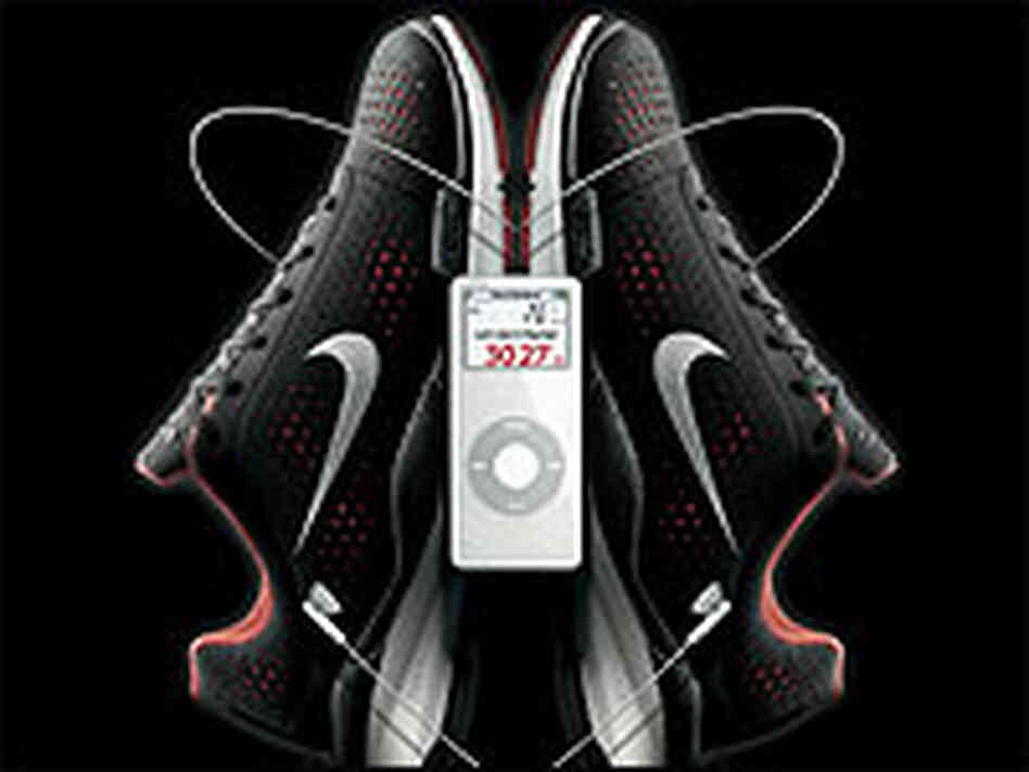 Nike's Air Zoom Moire shoe, outfitted with the Nike iPod sports kit. Nike's Air Zoom Moire shoe, outfitted with the Nike iPod sports kit.