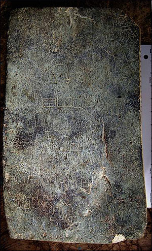 Front view of a stone block recently discovered in Veracruz, Mexico.