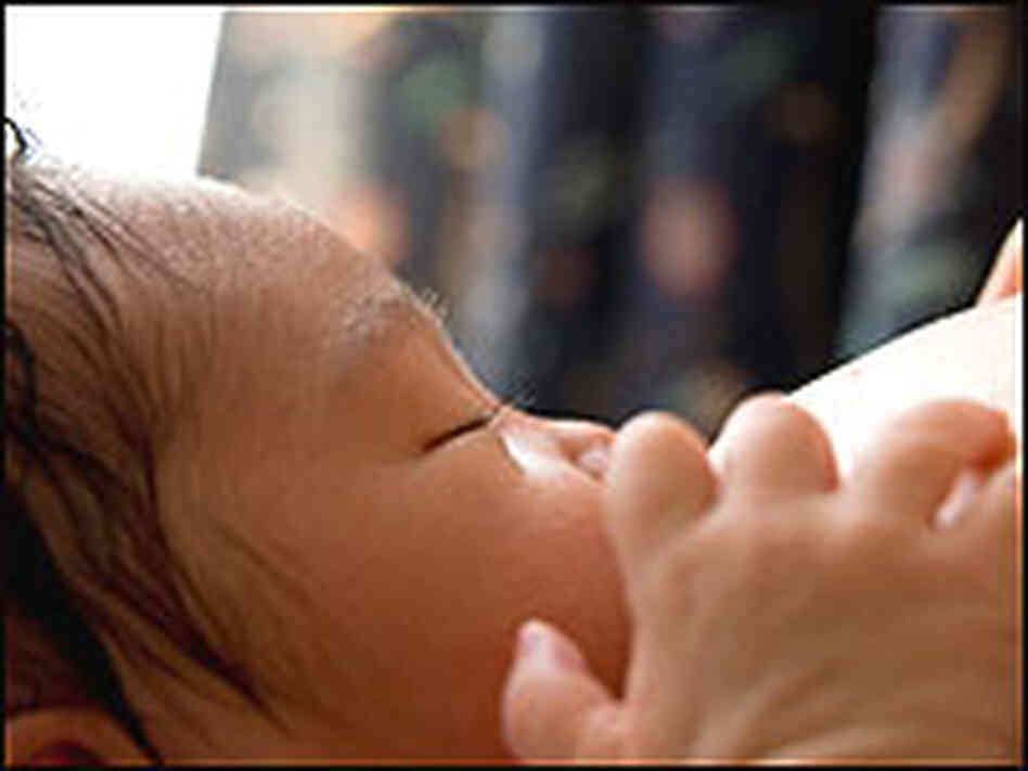 Baby breast-feeding. Baby breast-feeding.