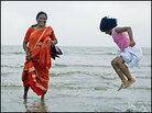 Hindu pilgrims bathe in the water Hindu pilgrims bathe in the water
