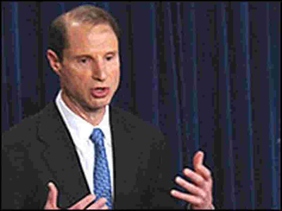 Senator Ron Wyden speaks at a press conference. Senator Ron Wyden speaks at a press conference.