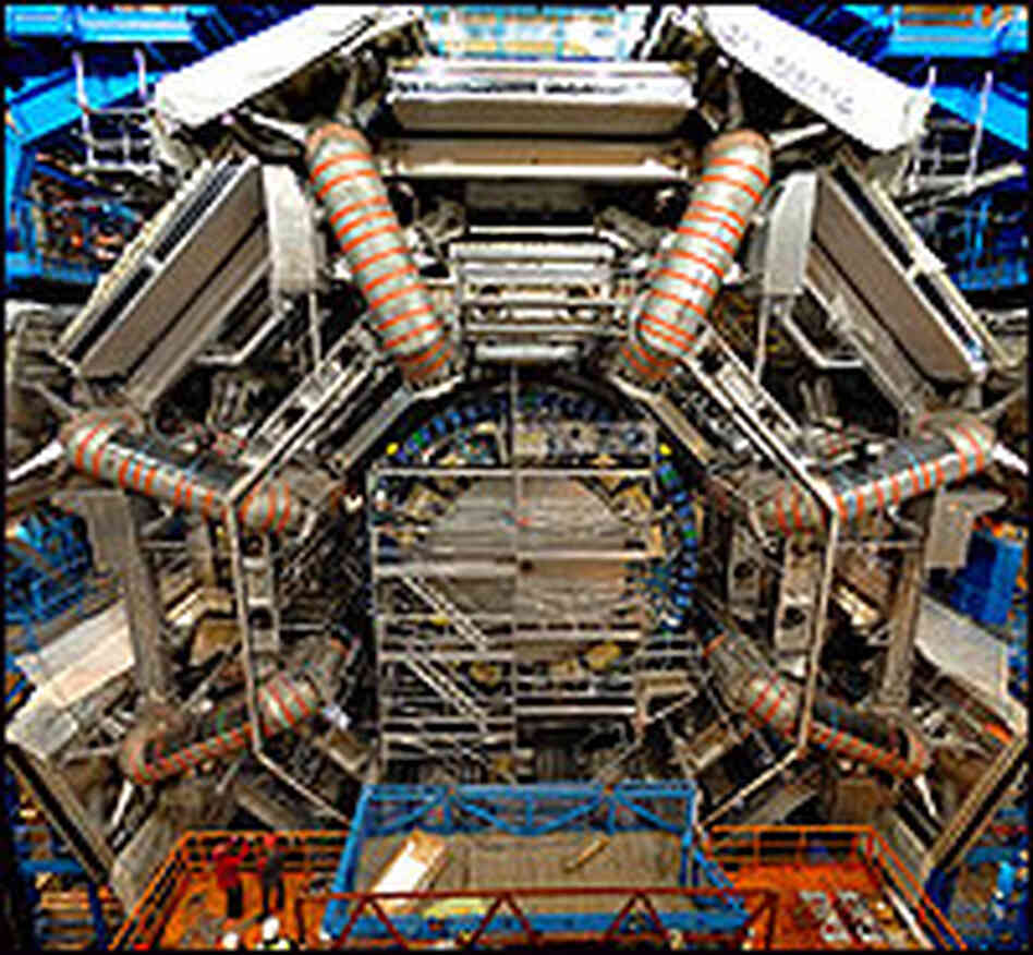 The gargantuan ATLAS particle detector is seven stories tall.