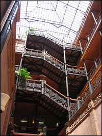 The interior of the Bradbury Building