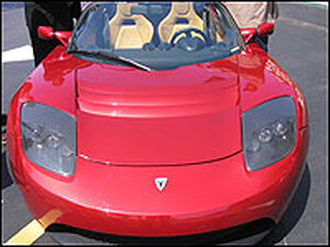 Celebrities and business tycoons are in line to buy the $100,000 Tesla Roadster. The electric sports car runs on about 7,000 batteries and can go from 0 to 60 mph in four seconds.
