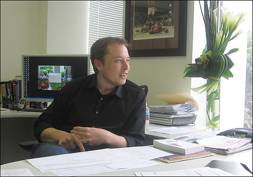 Elon Musk in his California office.