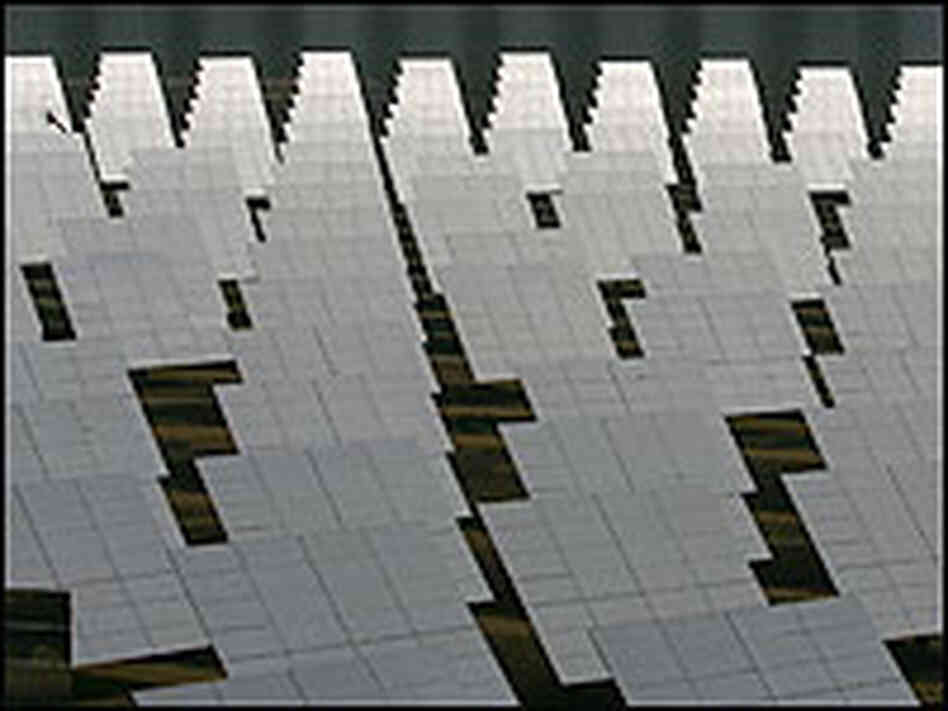Solar reflectors of solar tower.