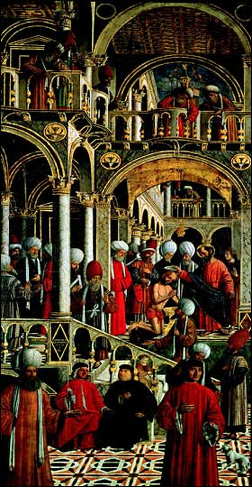 Giovanni Mansueti's painting, St. Peter Baptizing Anianus