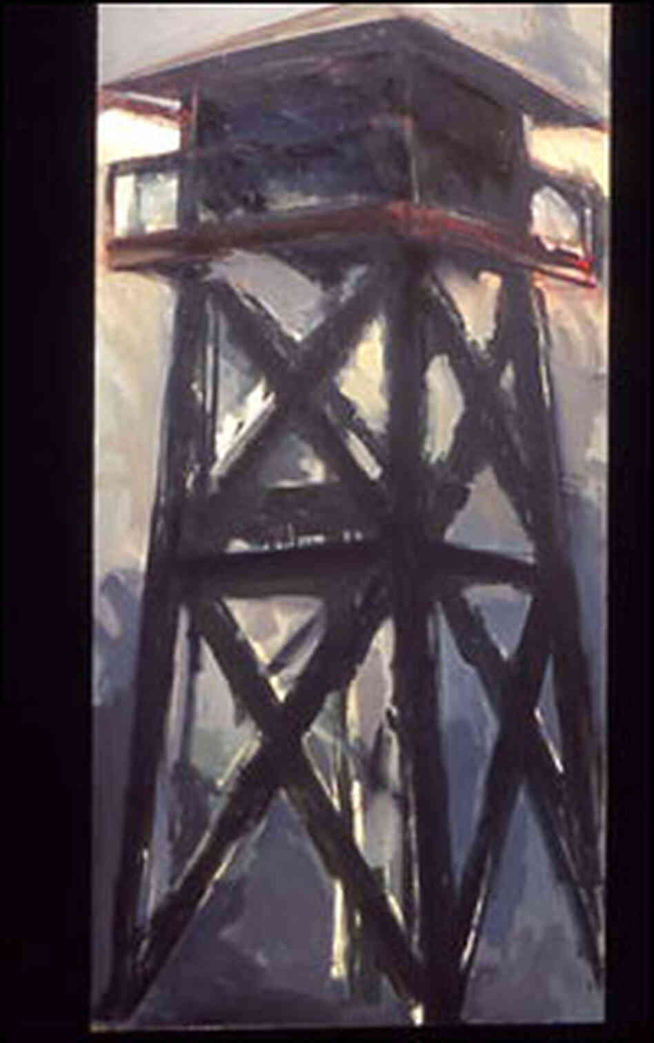 Painting: 'Tower 4, Tule Lake Internment Center'