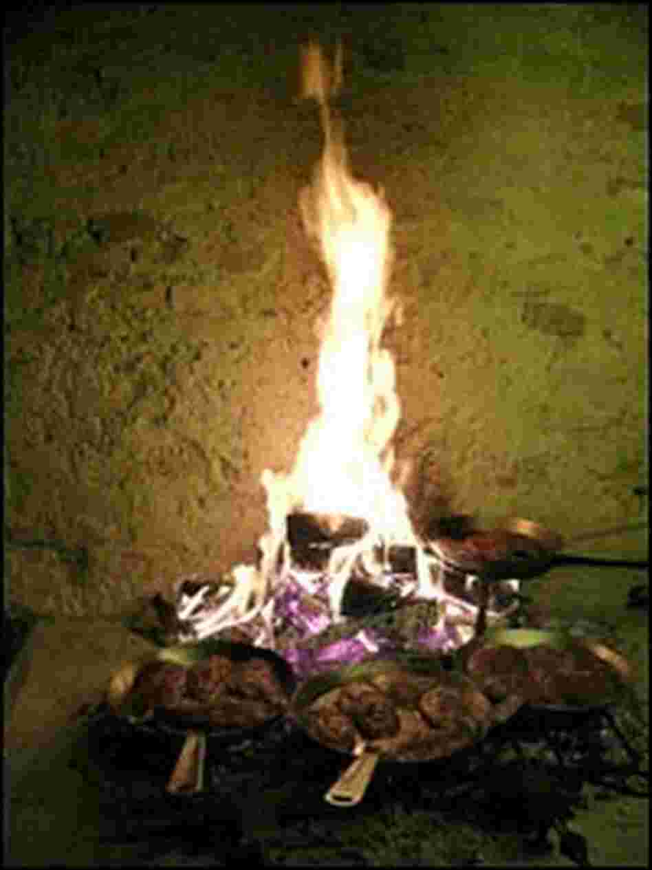 Ducks are cooked over an open fire as part of the festival's Game Kitchen.