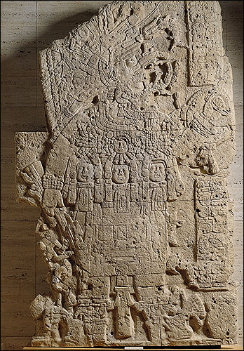 A limestone monument of a Maya king
