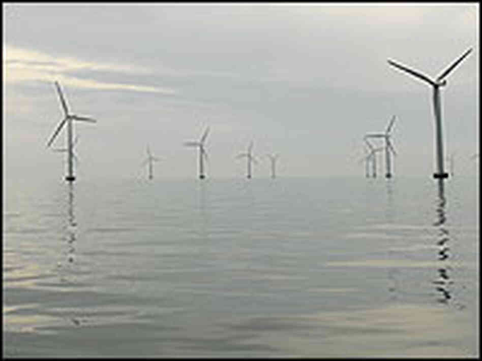 A wind farm off the coast of Denmark. A wind farm off the coast of Denmark.