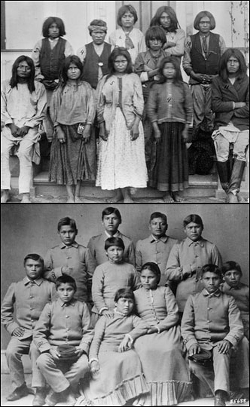A group of Chiricahua Apache students at Carlisle Indian school.