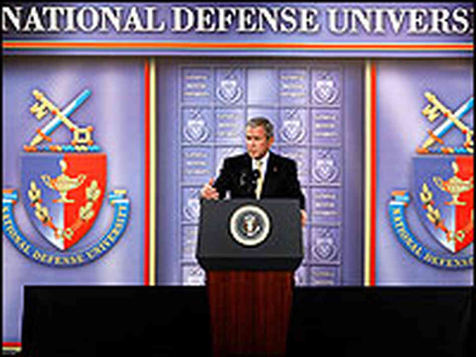President Bush at National Defense University. President Bush at National Defense University.