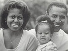The Obama family from a 2000 campaign flyer. The Obama family from a 2000 campaign flyer.