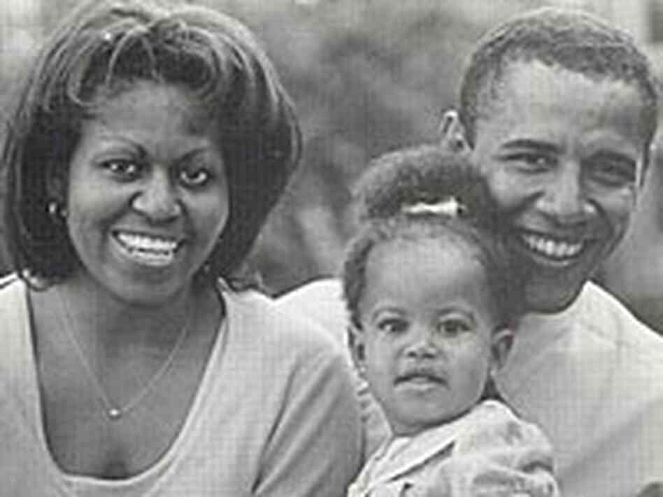 The Obama family from a 2000 campaign flyer.