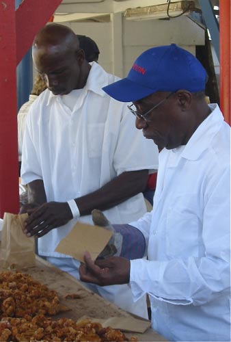 Inmates bag fresh fried cracklins.