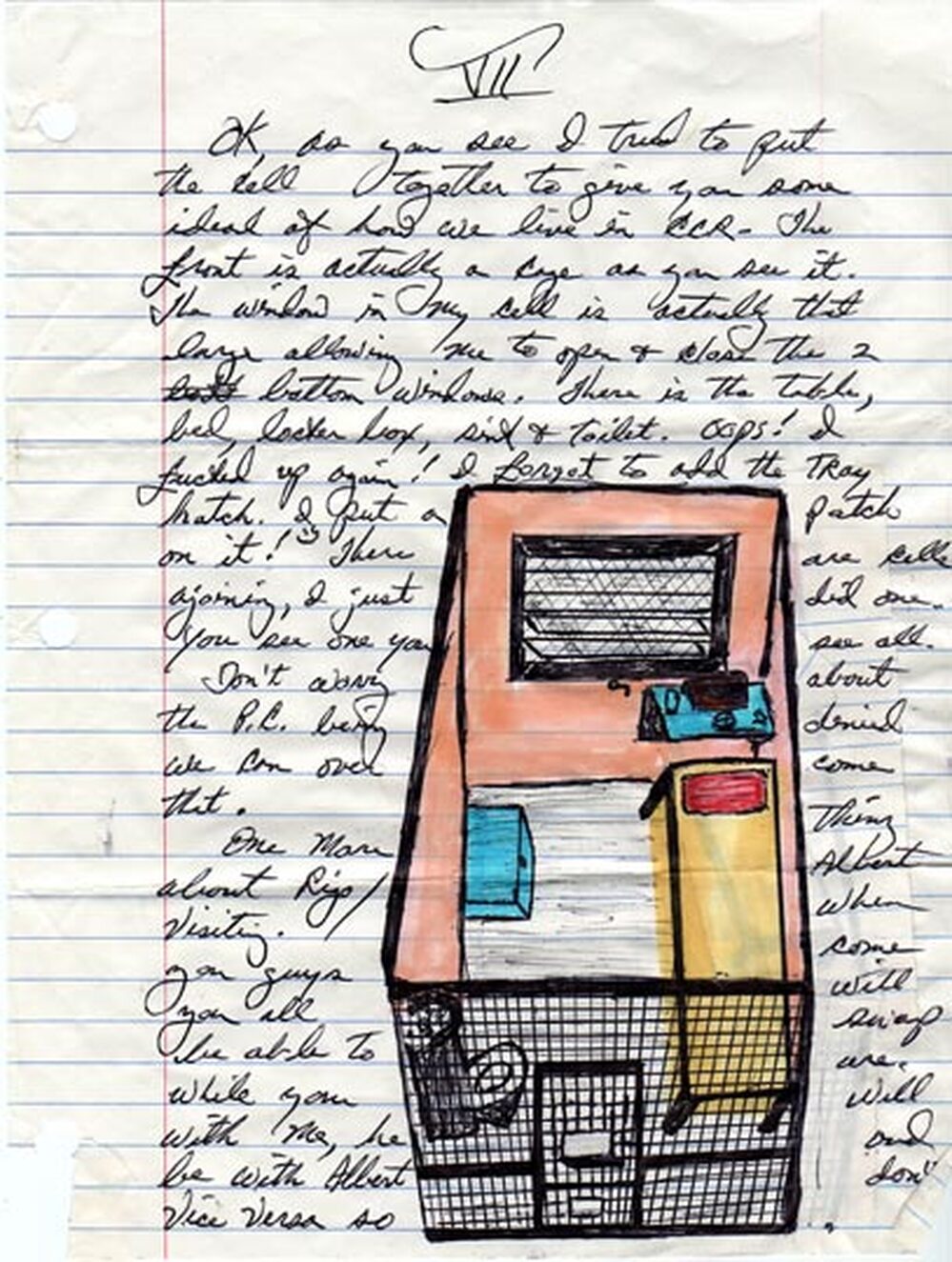 A drawing by inmate Herman Wallace of his cell in solitary confinement at Angola.
