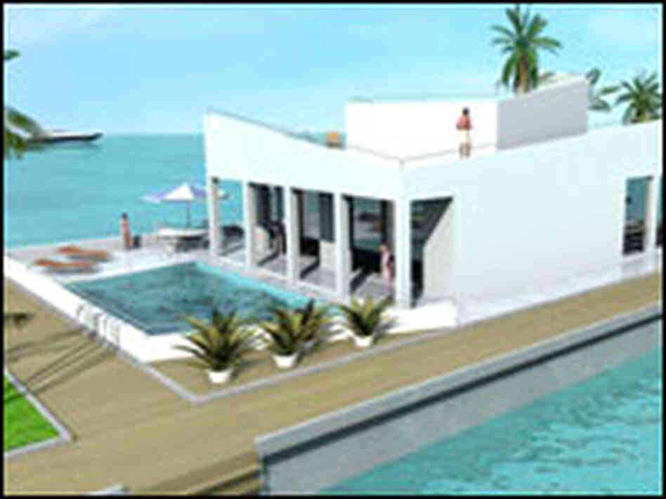 Architect's design of a floating house.