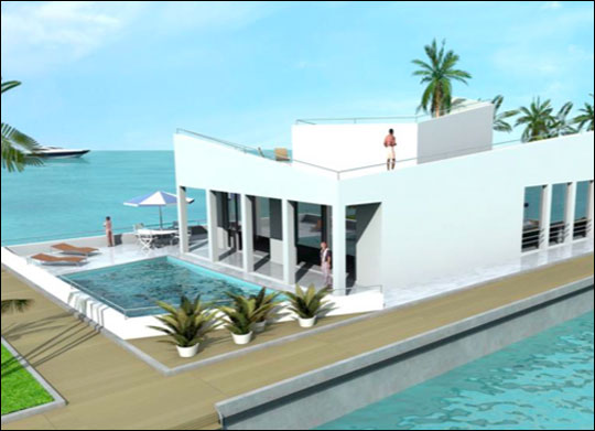 Architect's design of a floating house.
