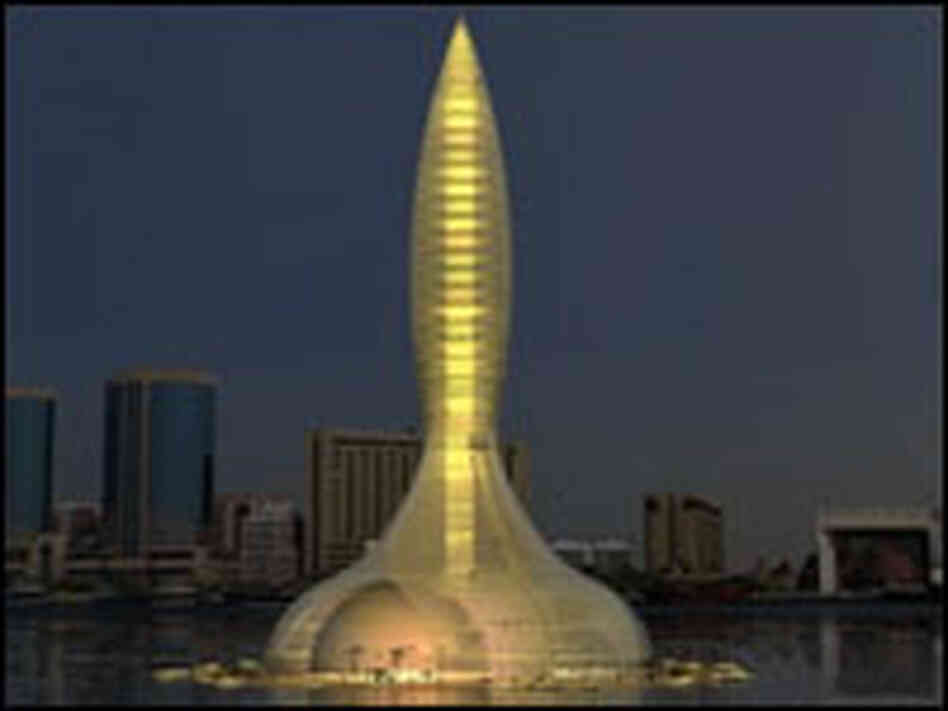 Architect's design of a floating tower.