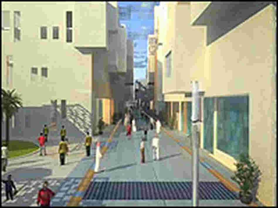 Artist's rendition of a street scene in Masdar