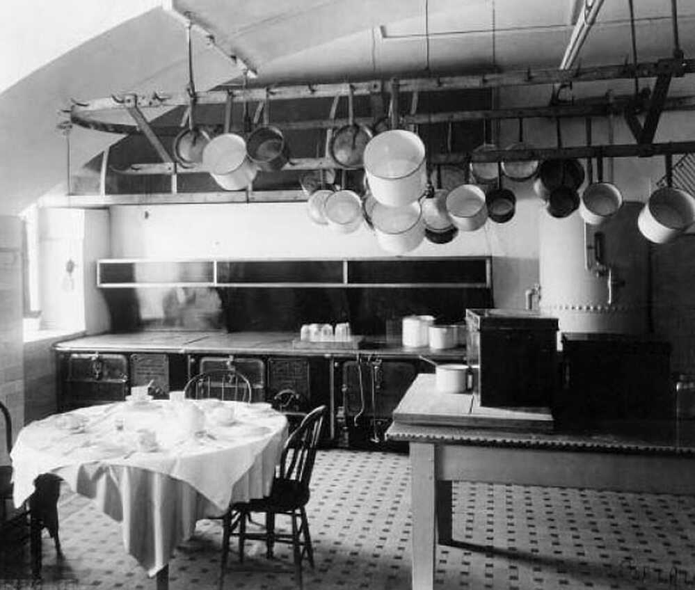 The White House kitchen, seen in 1901.