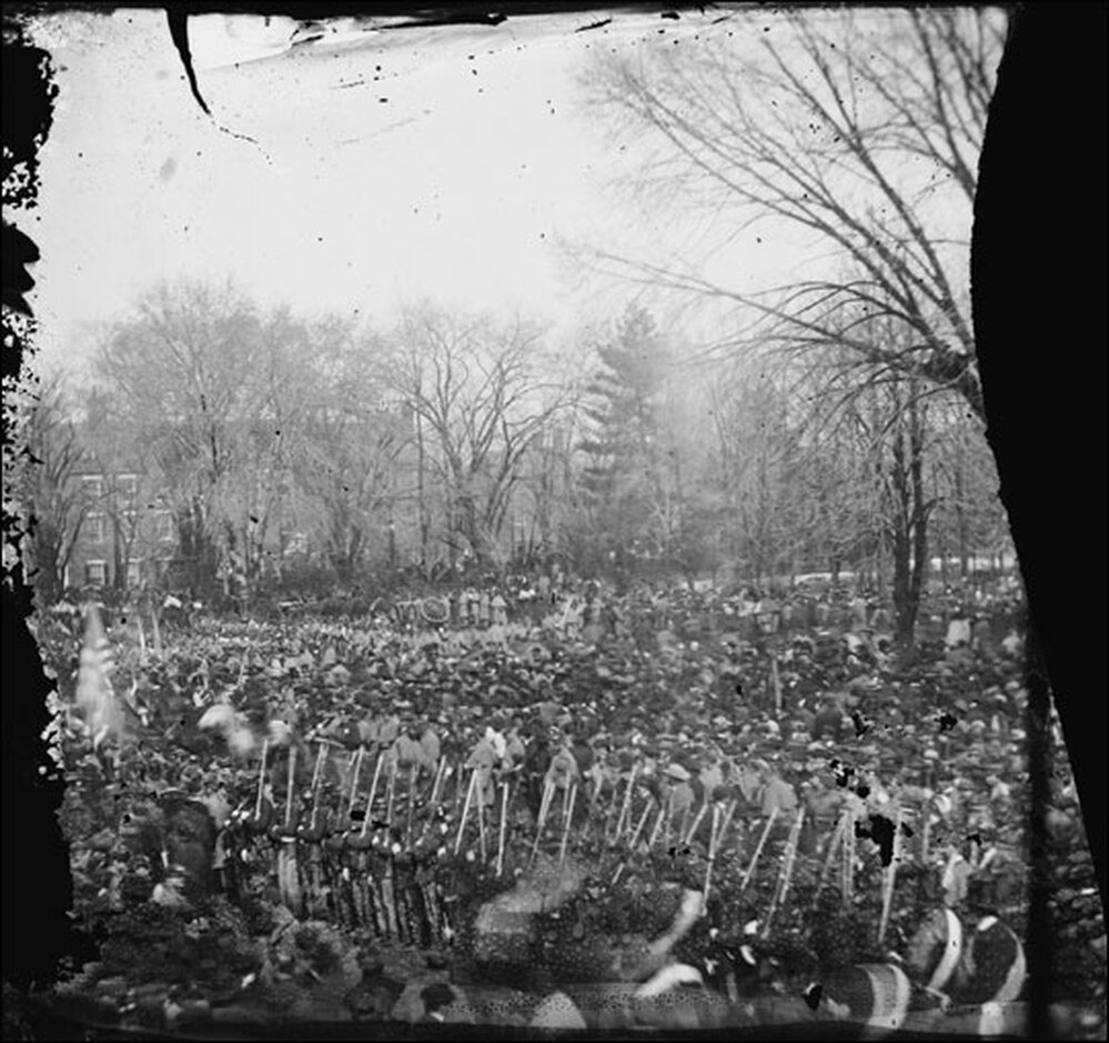 The crowd gathered for Lincoln's second inauguration.