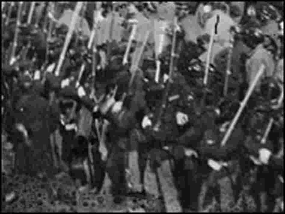 African-American troops marched in an inauguration for the first time in 1865.